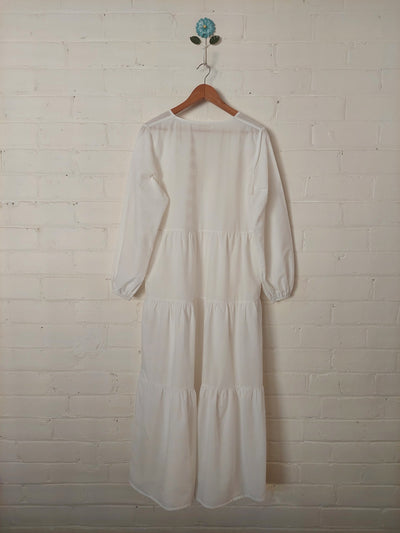 Matteau Long Sleeve Tiered Maxi Dress in White, Size 2 (AU 8 / US 4)