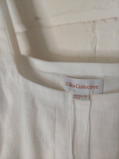 Elka Collective BNWT Cecile Linen Midi Dress - White, Size 10
