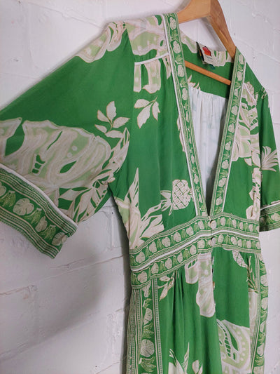 FARM Rio Lace Monsteras Green Cotton Jumpsuit, Size L