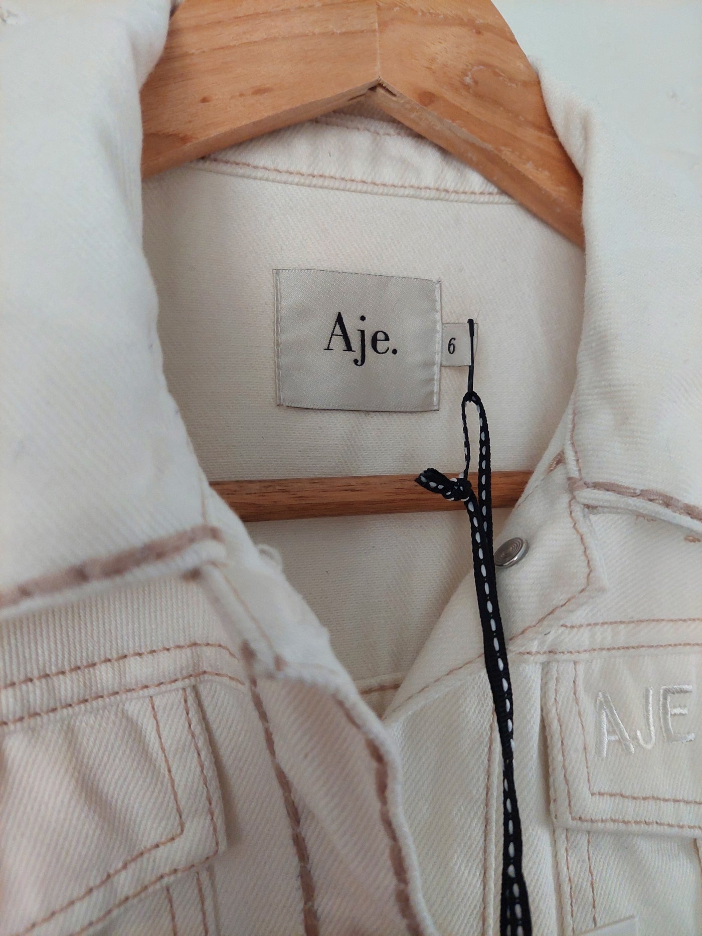 Aje BNWT Reclaim Denim Shirt - Ivory / Stone, Size 6