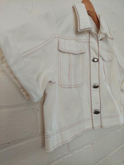 Aje BNWT Reclaim Denim Shirt - Ivory / Stone, Size 6