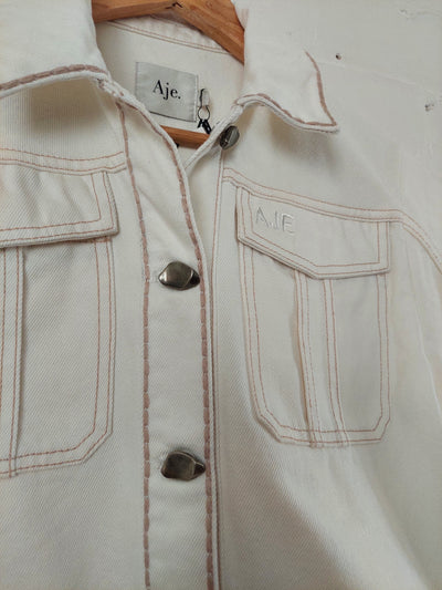 Aje BNWT Reclaim Denim Shirt - Ivory / Stone, Size 6