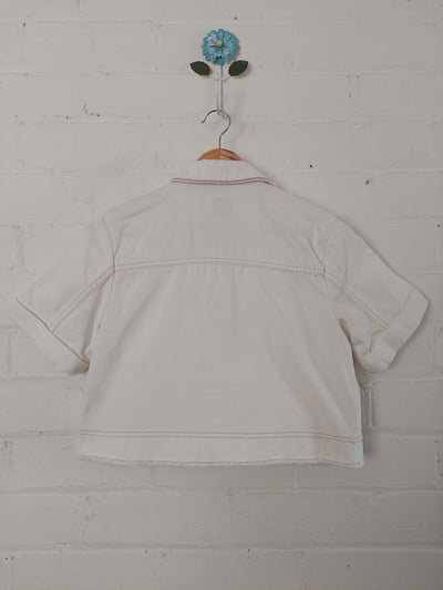 Aje BNWT Reclaim Denim Shirt - Ivory / Stone, Size 6