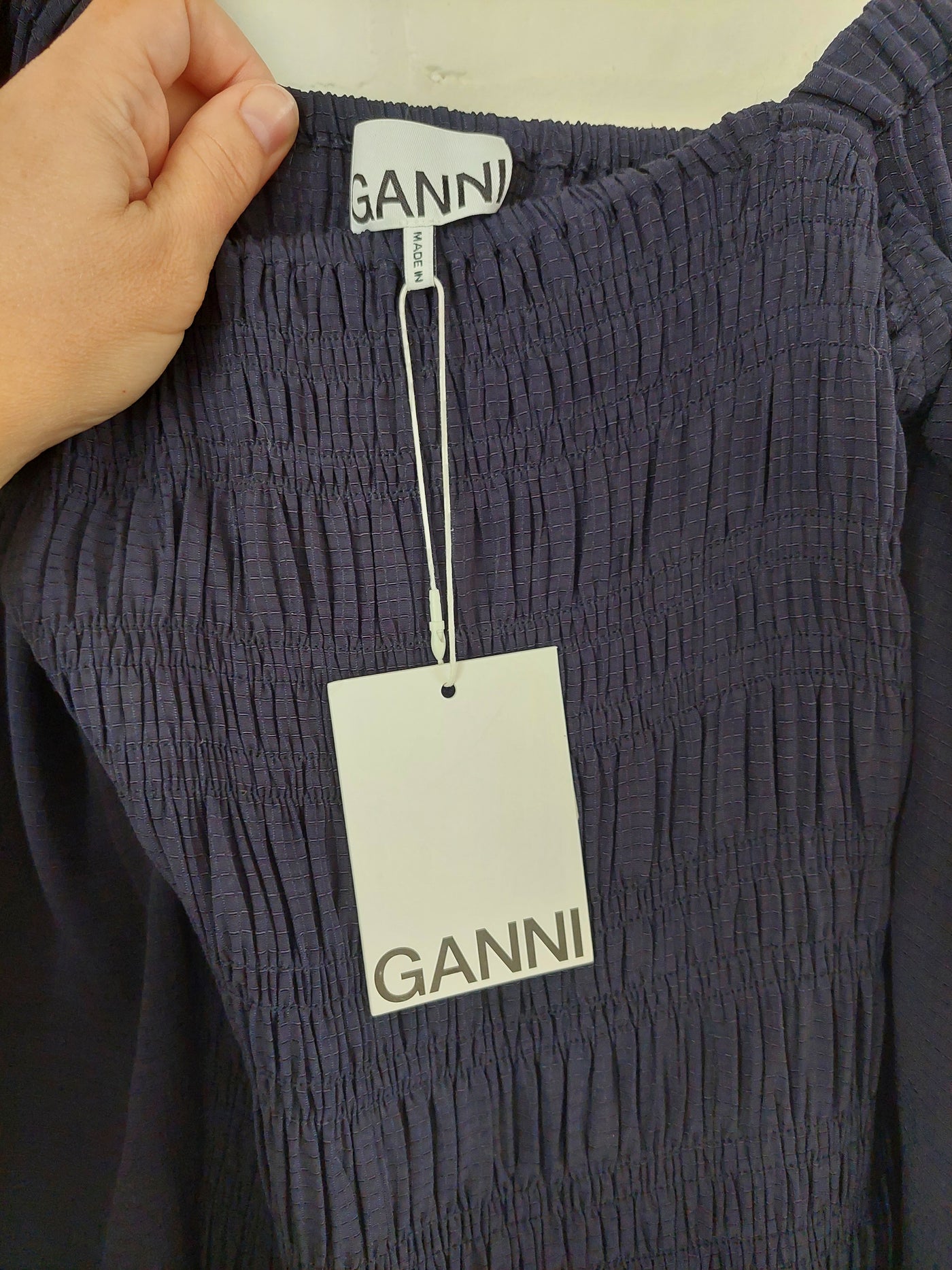 Ganni BNWT Ripstop Smock Mini Dress - Navy Blue, Size XS (AU 6-8 / US 2)