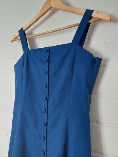 Staud BNWT Dusk Cotton Midi Dress in Twilight Blue, US Size 8 (AU 12)