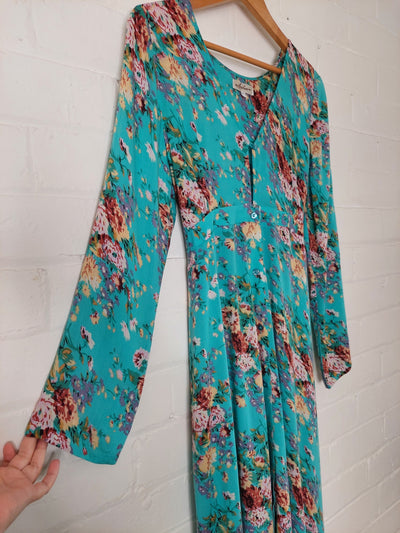 Arnhem Clothing Sugar Maxi Duster Dress in English Garden Floral, Size M-L