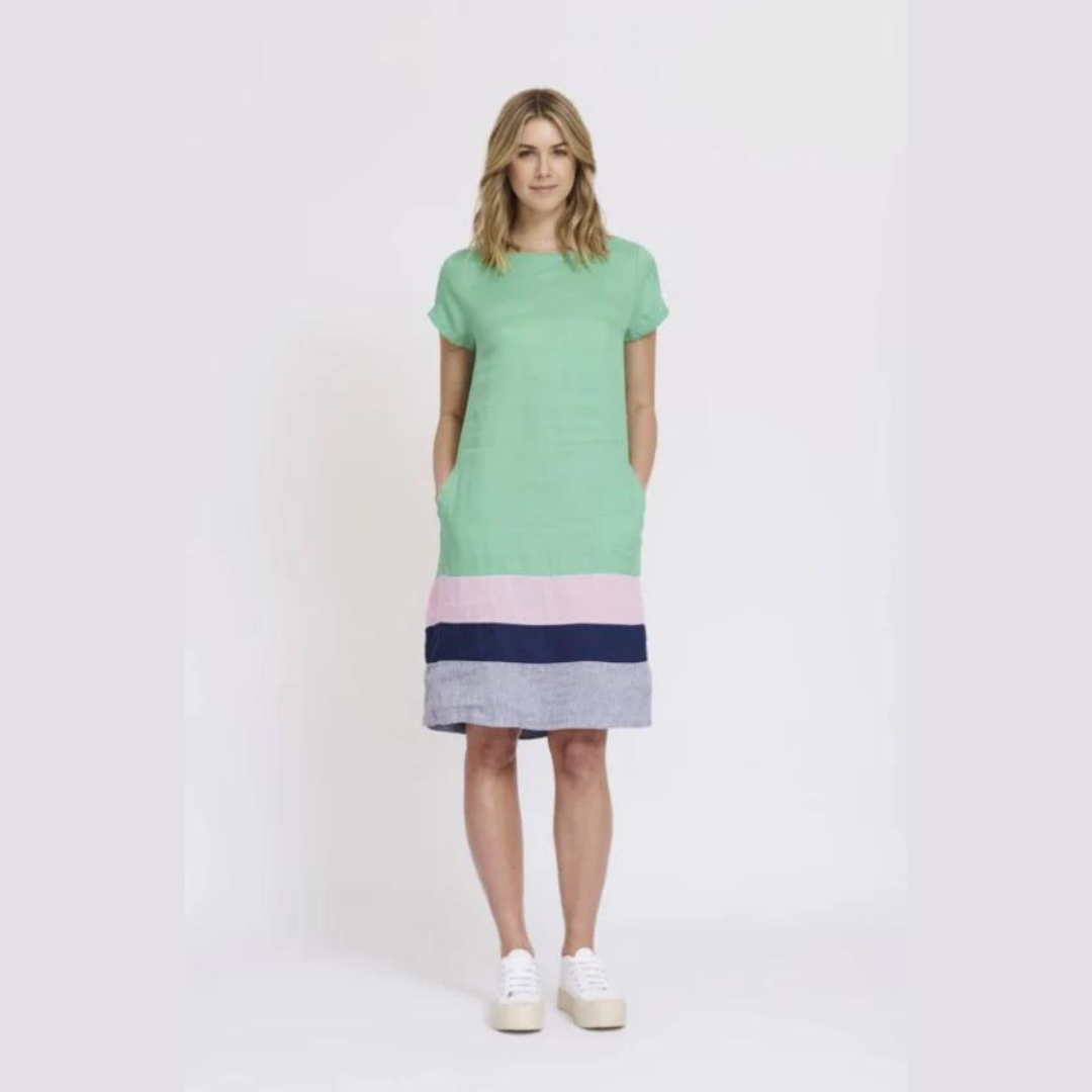 Alessandra Connie Linen Shift Dress in Ivy, Size M (AU 12)