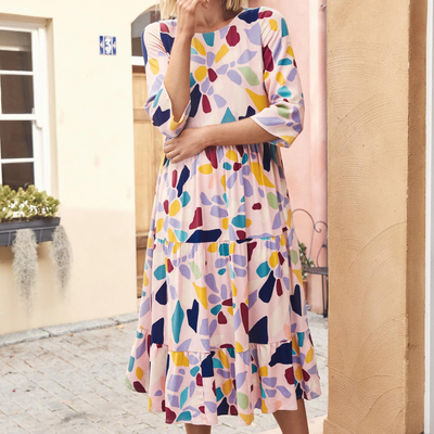 Mister Zimi Winter Olivia Midi Dress in Venice Print, Size 10