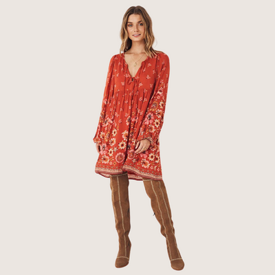 Spell & the Gypsy Collective Joni Tunic Dress - Campfire Red, Size M (AU 10 / US 6)