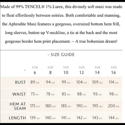 Arnhem Clothing 'Aphrodite' Maxi dress / duster in Ale, Size 10