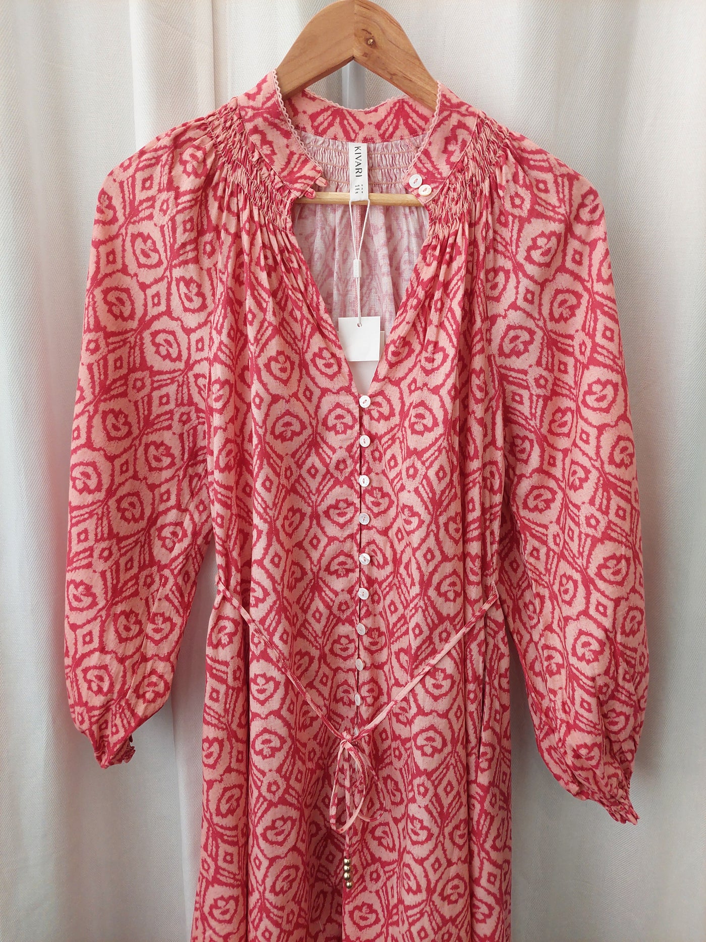 Kivari BNWT Zahara Maxi Dress in Red Ikat, Size AU 6 / US 2