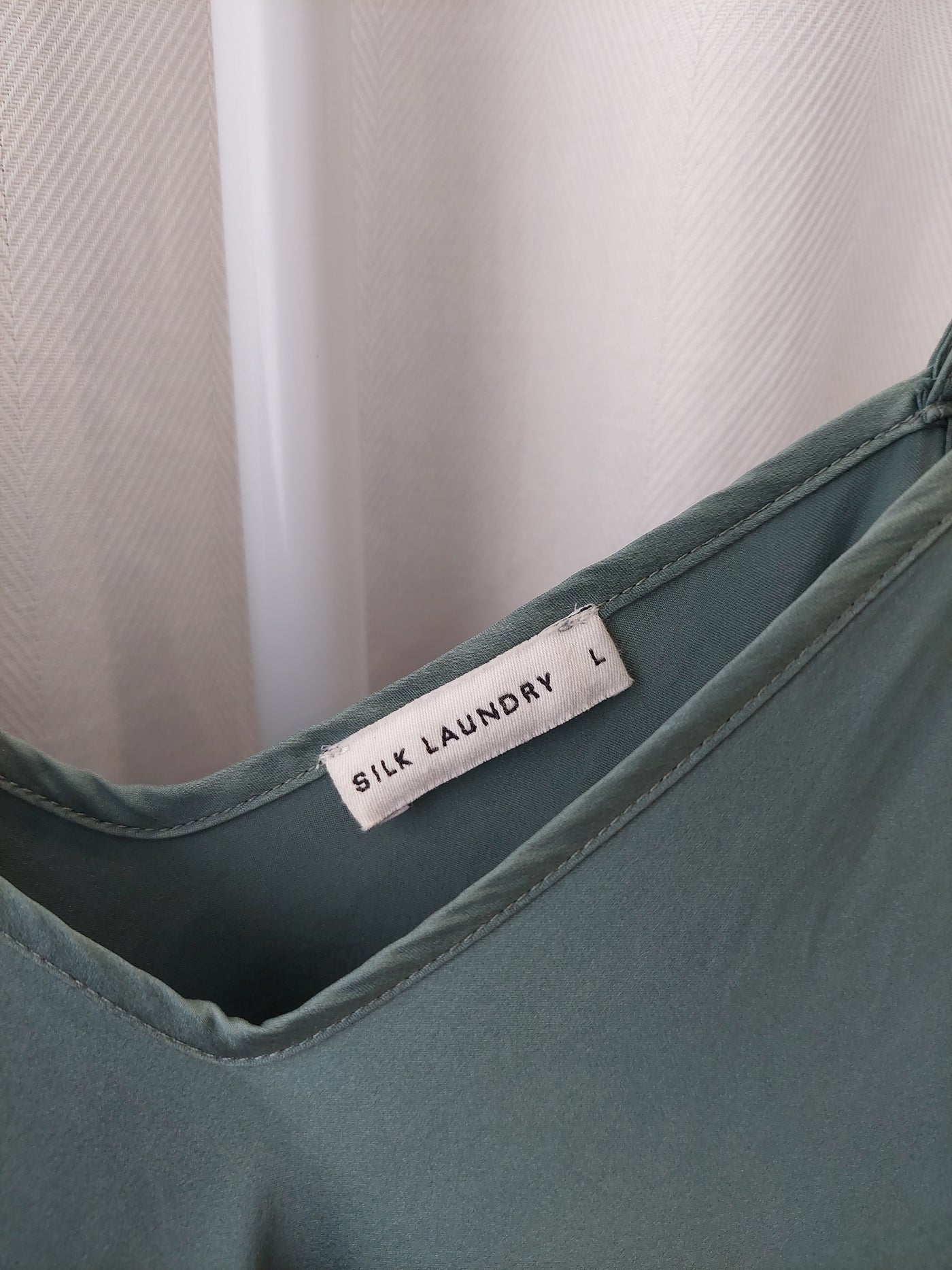 SILK LAUNDRY 90s Bias Cut Slip Dress in Eucalyptus Green, Size L