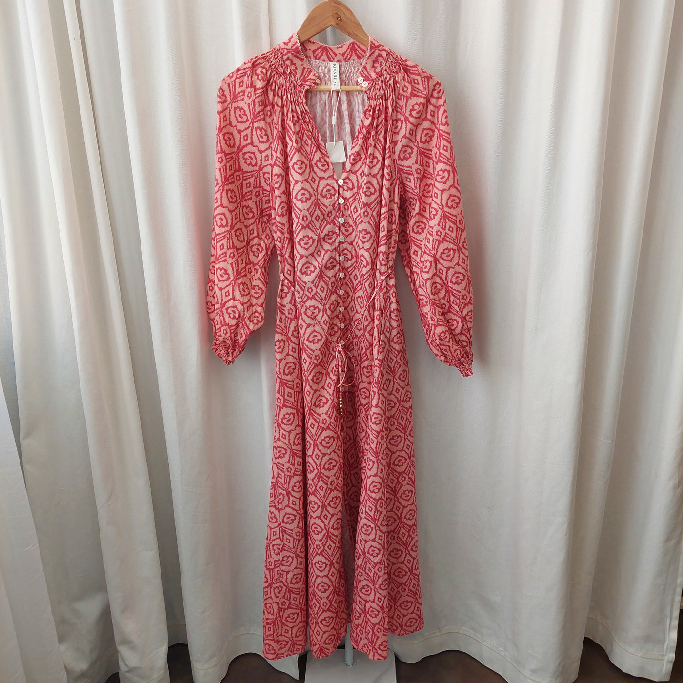 Kivari BNWT Zahara Maxi Dress in Red Ikat, Size AU 6 / US 2
