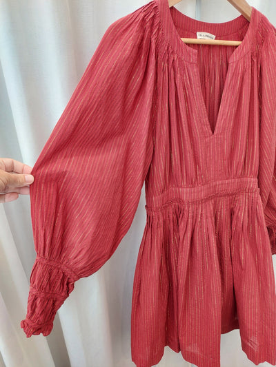 ULLA JOHNSON Rory Mini Dress in Ruby Red, US Size 6 (AU 10)