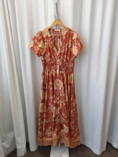 SPELL & the Gypsy Collective Sloan Gown Maxi Dress in Ochre, Size L (AU 12 / US 8)