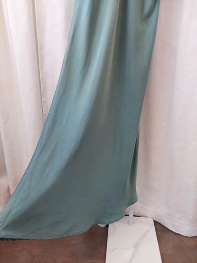 SILK LAUNDRY 90s Bias Cut Slip Dress in Eucalyptus Green, Size L