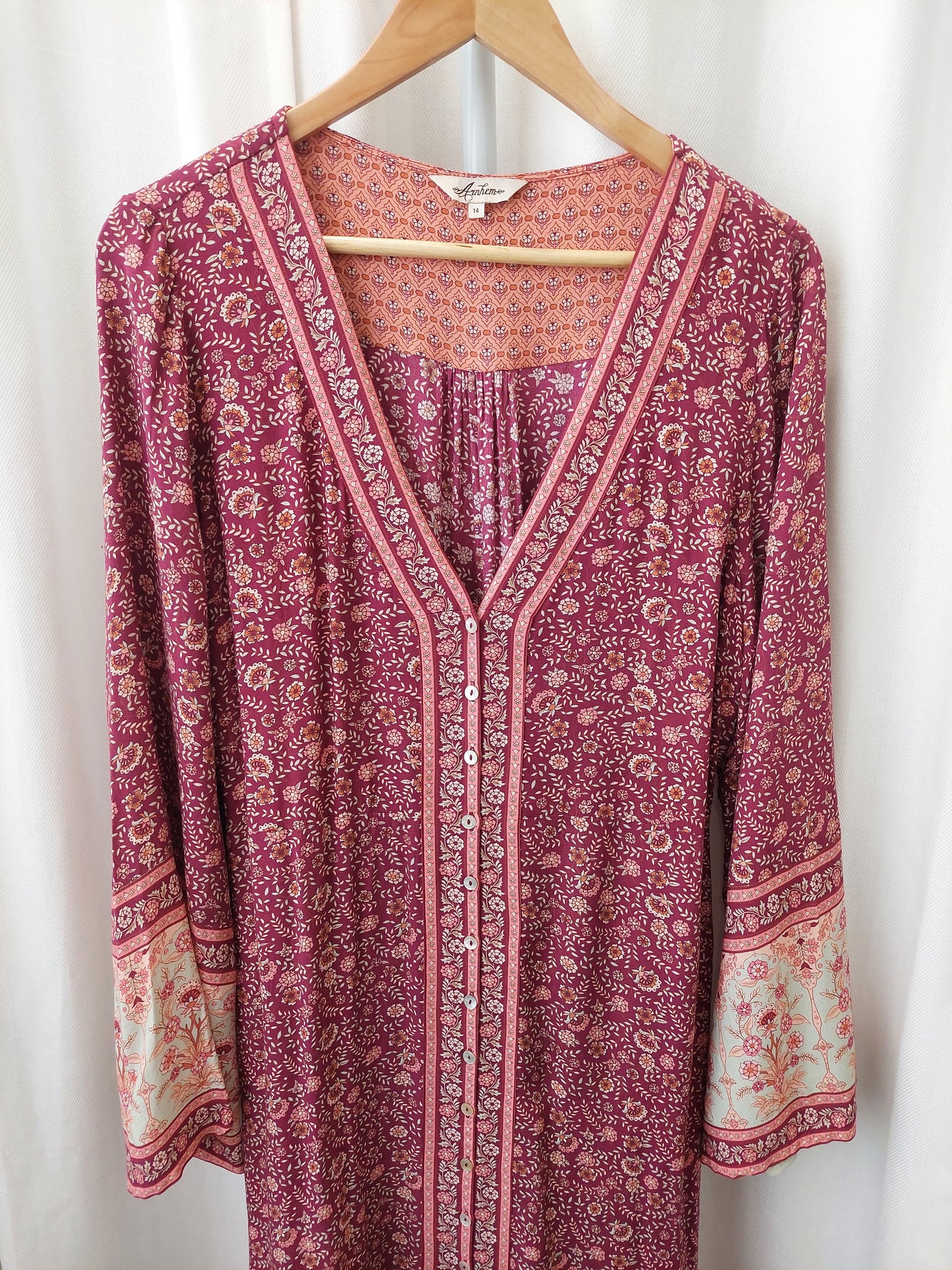 ARNHEM Clothing Fleetwood Maxi Duster Dress in Pomegranate Red, Size 14