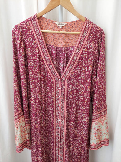 ARNHEM Clothing Fleetwood Maxi Duster Dress in Pomegranate Red, Size 14