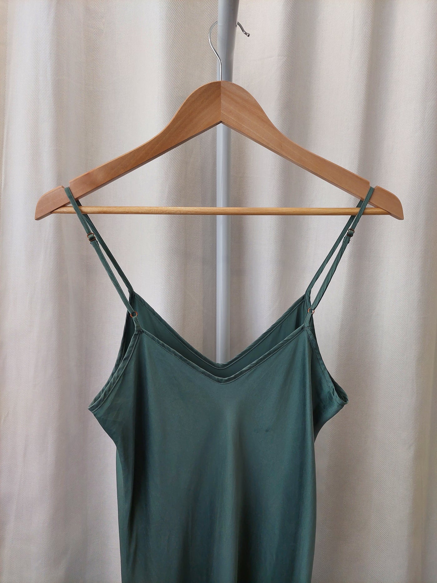 SILK LAUNDRY 90s Bias Cut Slip Dress in Eucalyptus Green, Size L