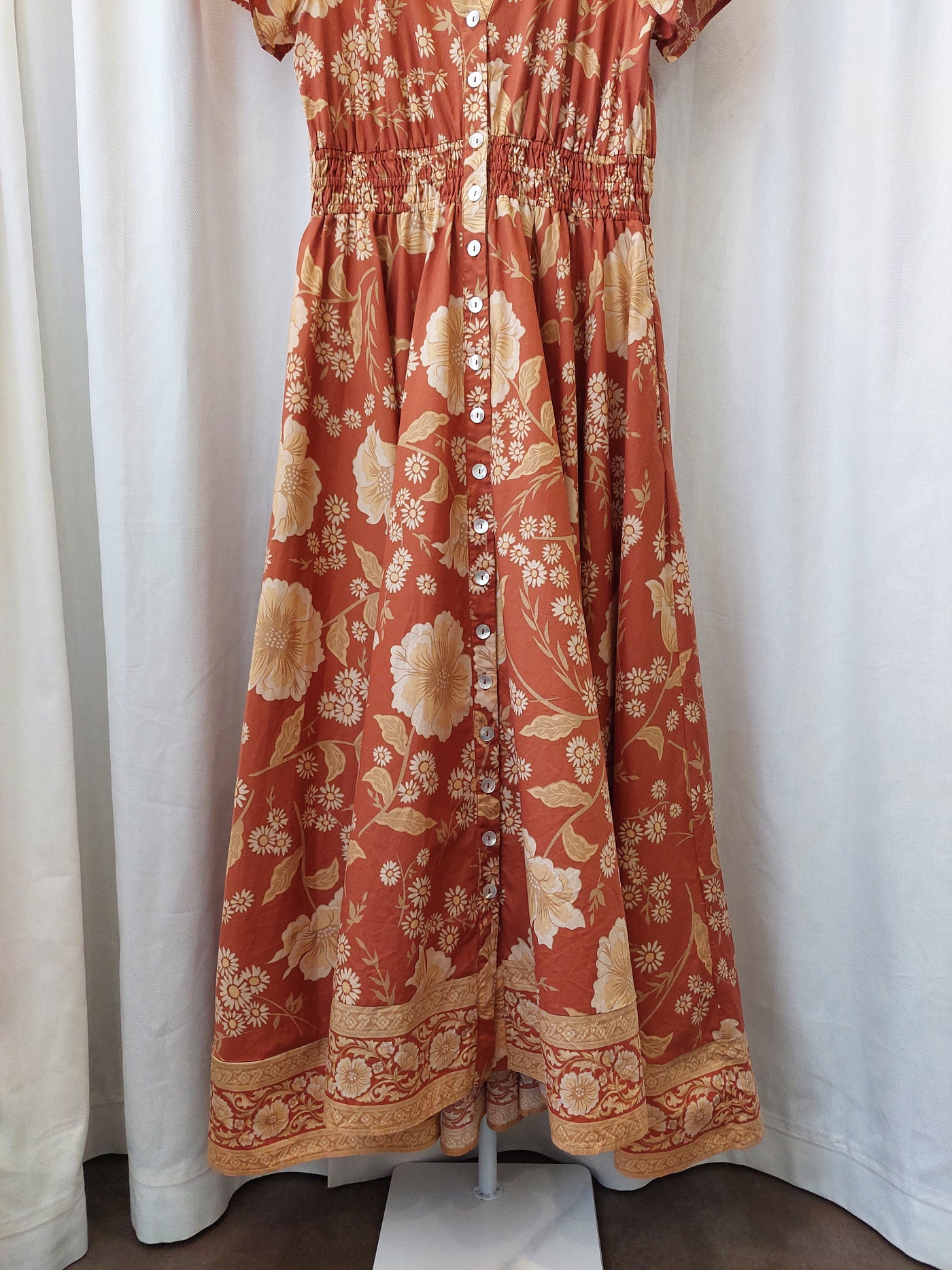 SPELL & the Gypsy Collective Sloan Gown Maxi Dress in Ochre, Size L (AU 12 / US 8)