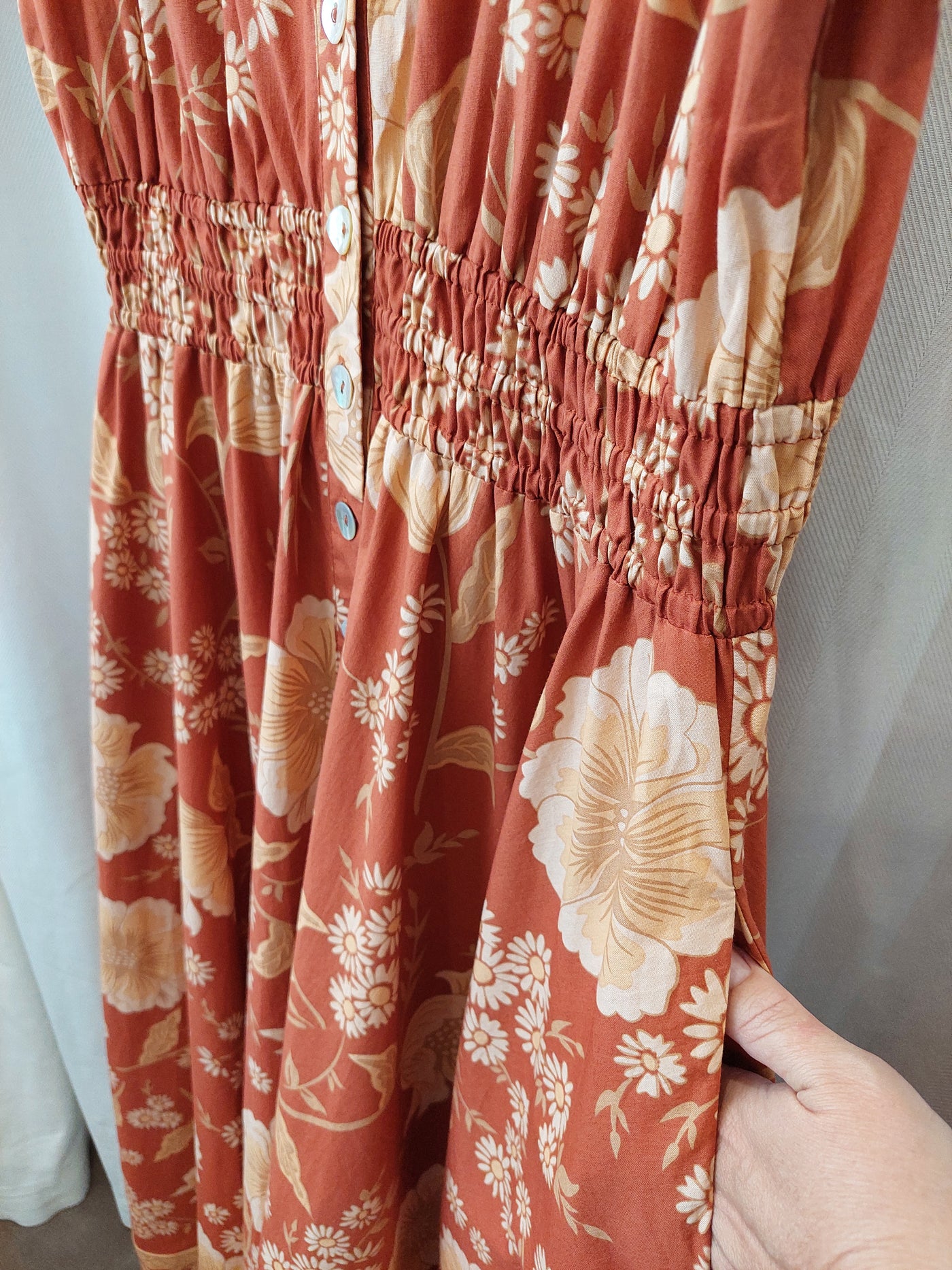 SPELL & the Gypsy Collective Sloan Gown Maxi Dress in Ochre, Size L (AU 12 / US 8)