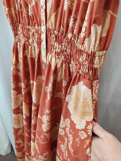SPELL & the Gypsy Collective Sloan Gown Maxi Dress in Ochre, Size L (AU 12 / US 8)