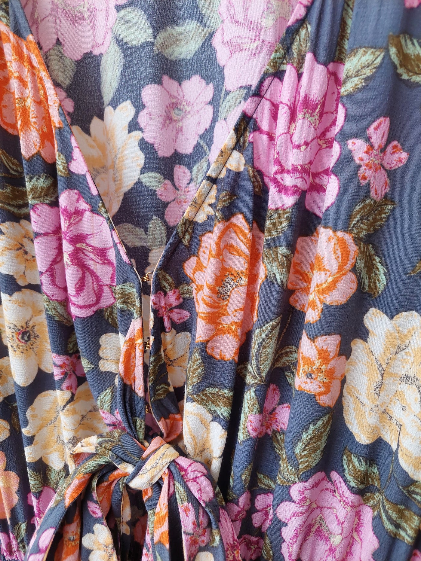 KIVARI Hope Tie Front Floral Midi Dress, Size AU 14 / US 10