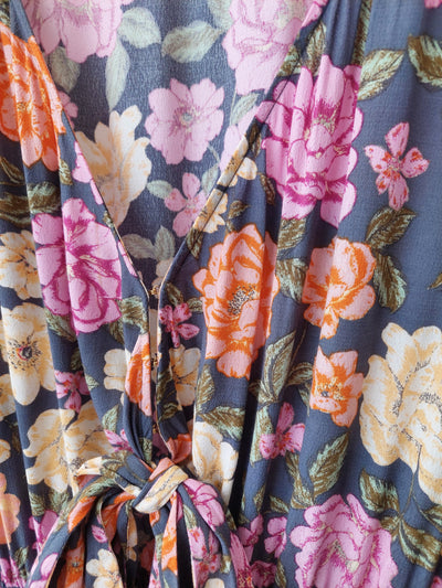 KIVARI Hope Tie Front Floral Midi Dress, Size AU 14 / US 10