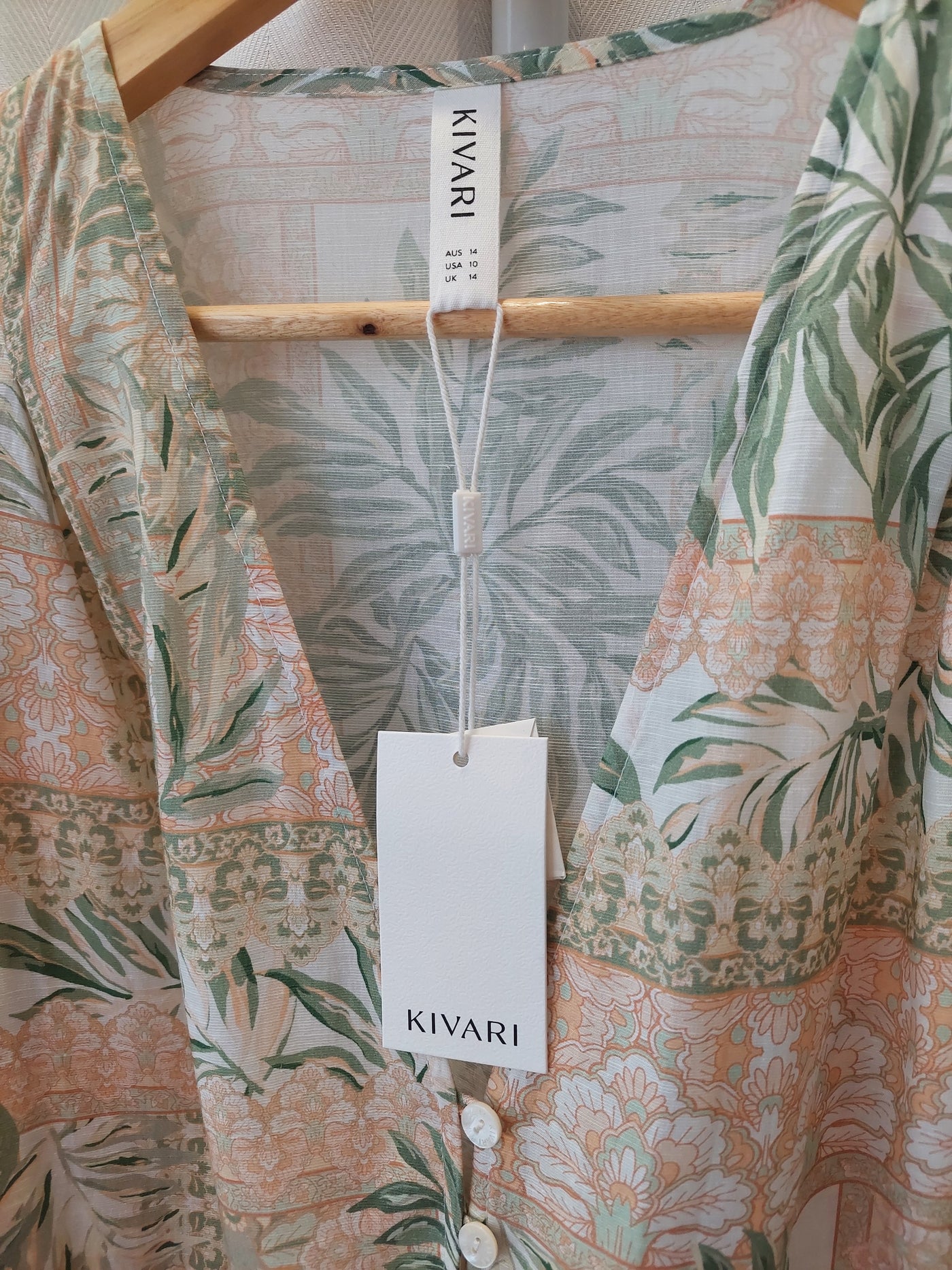 Kivari BNWT Behati Maxi Dress in Green Palm, Size XL (AU 14 / US 10)