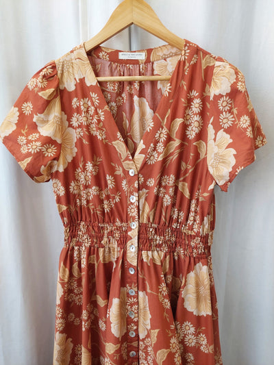 SPELL & the Gypsy Collective Sloan Gown Maxi Dress in Ochre, Size L (AU 12 / US 8)