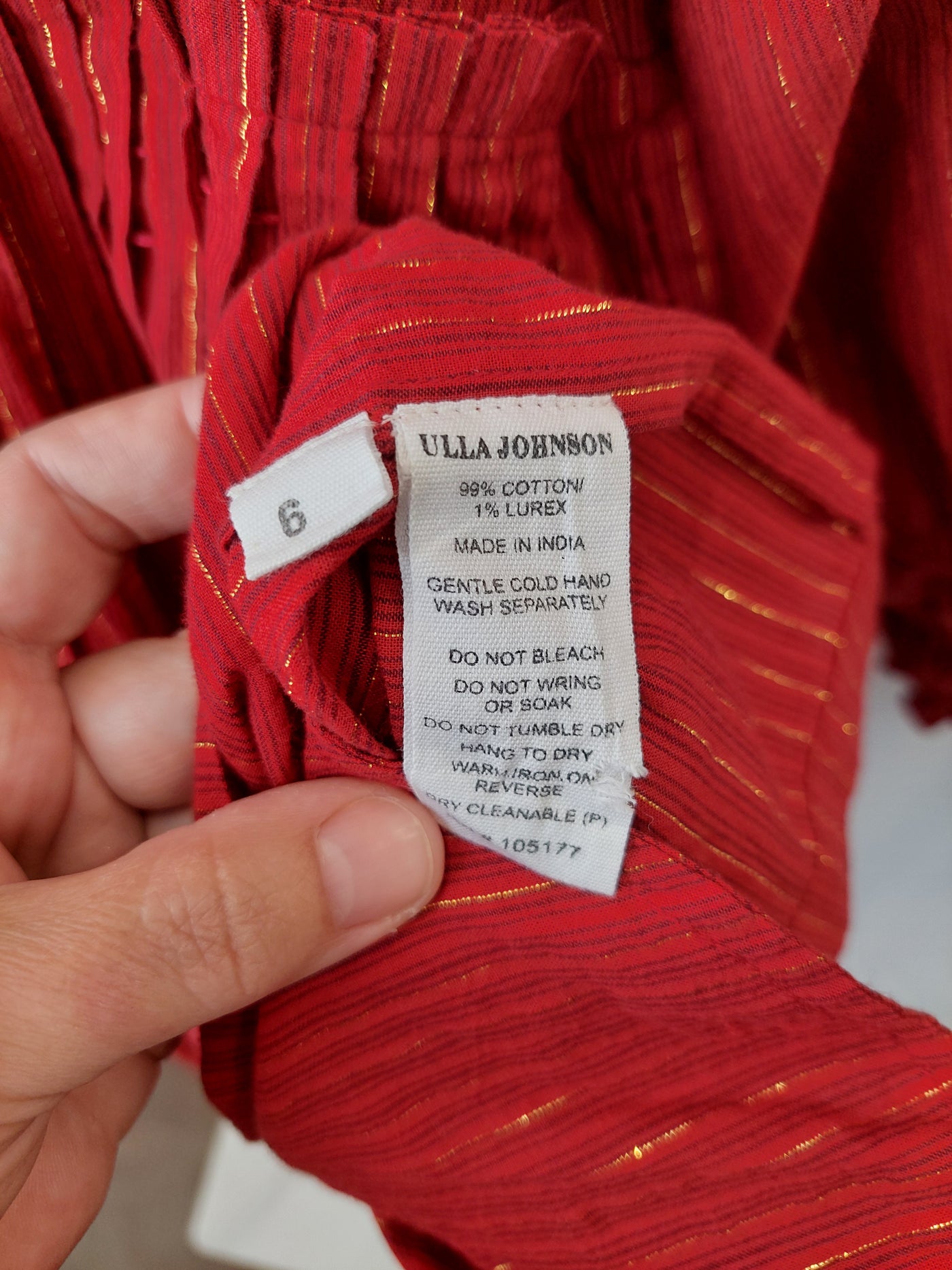 ULLA JOHNSON Rory Mini Dress in Ruby Red, US Size 6 (AU 10)