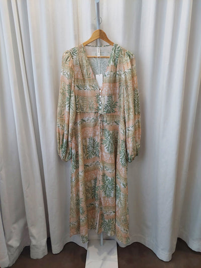 Kivari BNWT Behati Maxi Dress in Green Palm, Size XL (AU 14 / US 10)