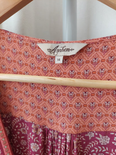 ARNHEM Clothing Fleetwood Maxi Duster Dress in Pomegranate Red, Size 14