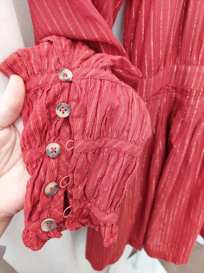 ULLA JOHNSON Rory Mini Dress in Ruby Red, US Size 6 (AU 10)