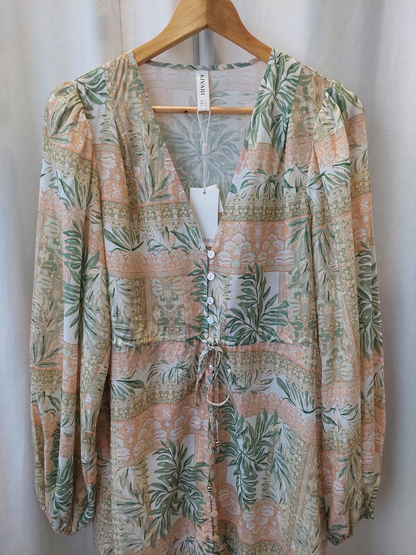 Kivari BNWT Behati Maxi Dress in Green Palm, Size XL (AU 14 / US 10)