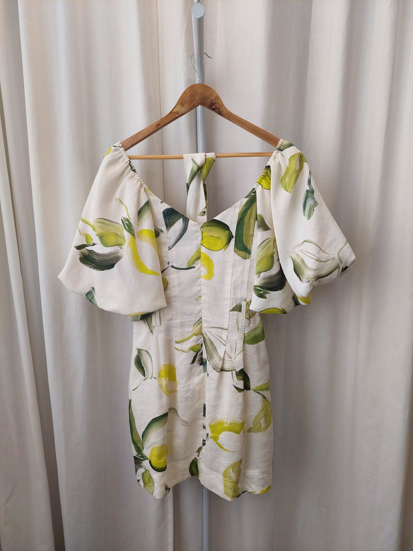 AJE Zest Mini Dress in Tropical Lime Print, Size 10