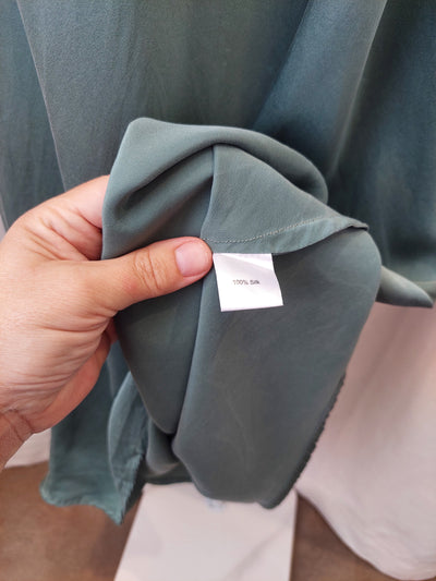 SILK LAUNDRY 90s Bias Cut Slip Dress in Eucalyptus Green, Size L