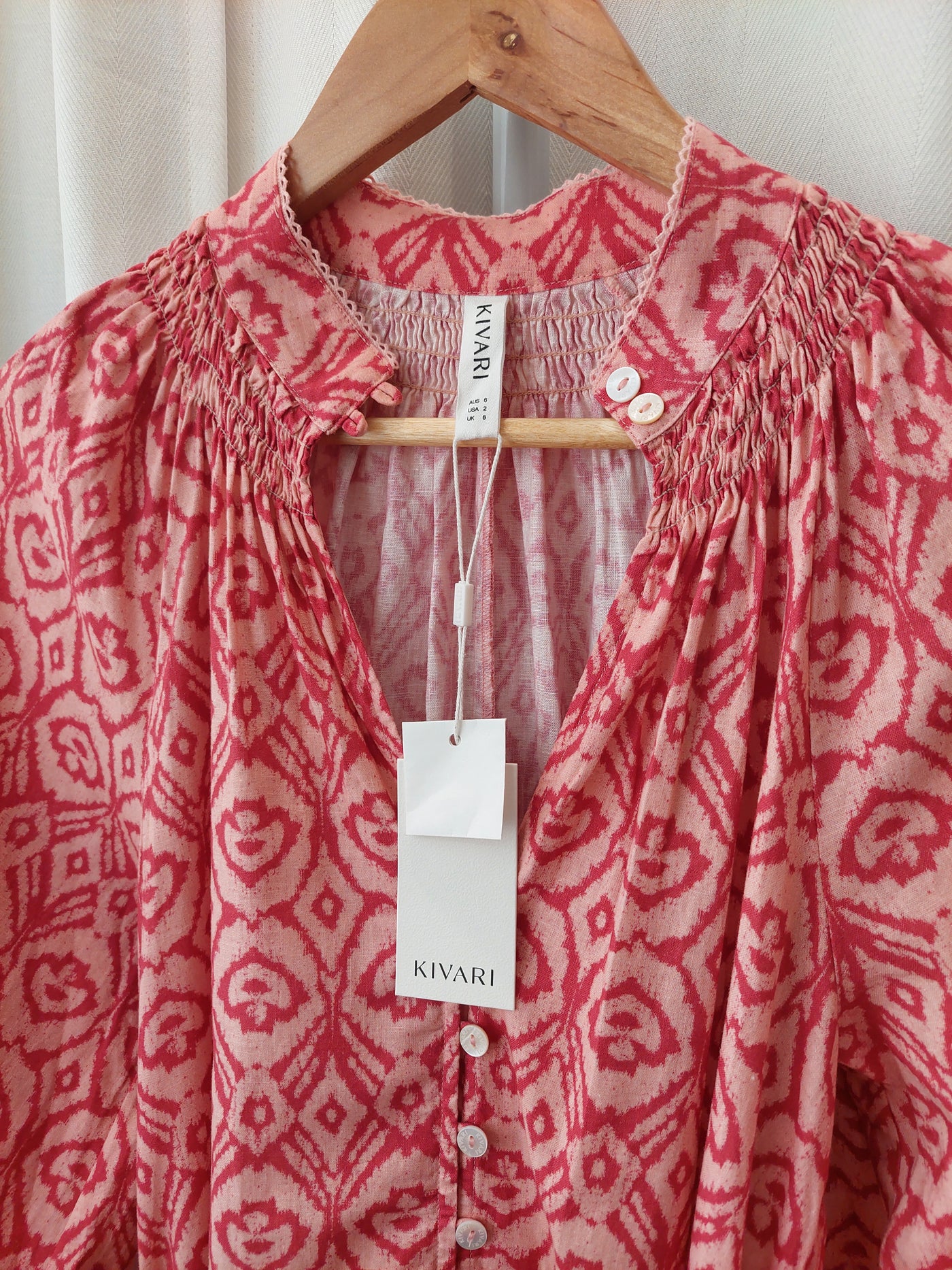 Kivari BNWT Zahara Maxi Dress in Red Ikat, Size AU 6 / US 2