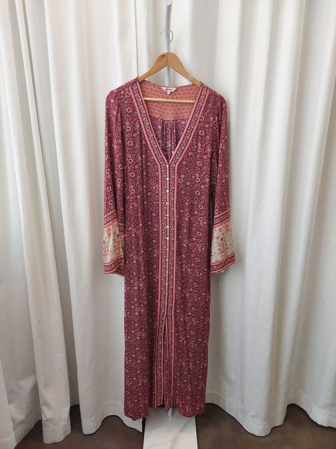 ARNHEM Clothing Fleetwood Maxi Duster Dress in Pomegranate Red, Size 14