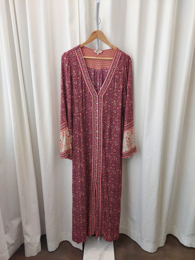 ARNHEM Clothing Fleetwood Maxi Duster Dress in Pomegranate Red, Size 14