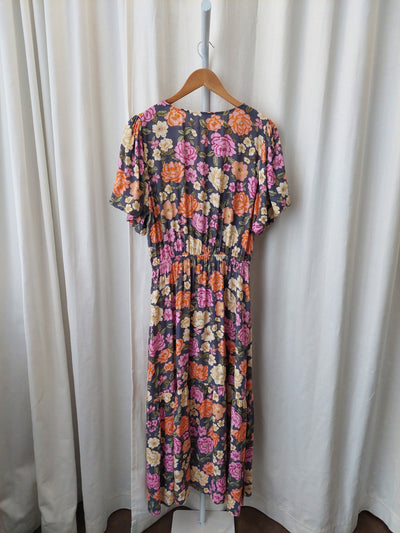 KIVARI Hope Tie Front Floral Midi Dress, Size AU 14 / US 10