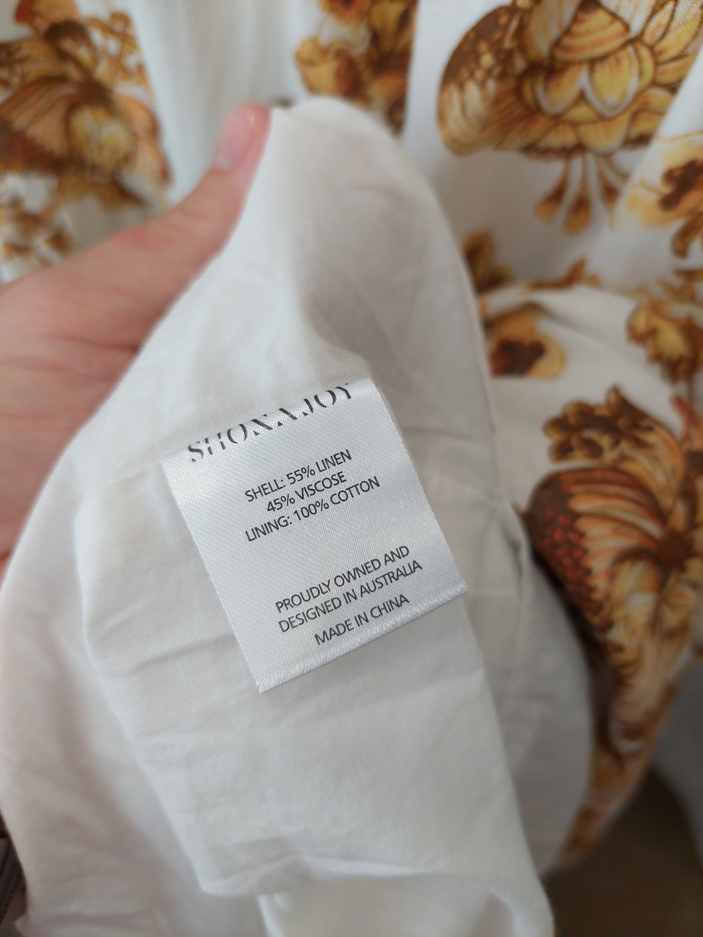 SHONA JOY Bella Floral Linen Tiered Midi Dress, Size AUS 10 / US 6