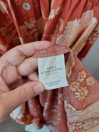 SPELL & the Gypsy Collective Sloan Gown Maxi Dress in Ochre, Size L (AU 12 / US 8)