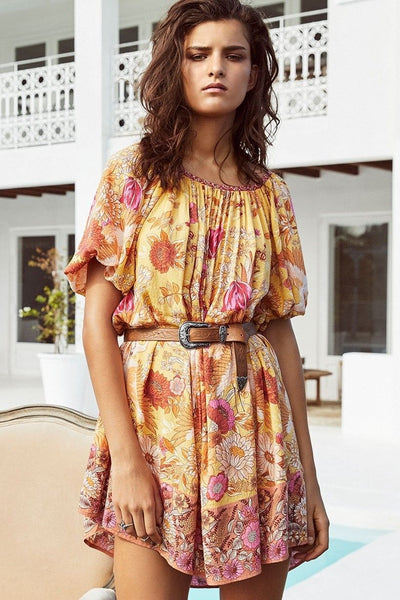 Spell & the Gypsy Collective Smock mini dress in Marigold, Size M (AU 10 / US 6)