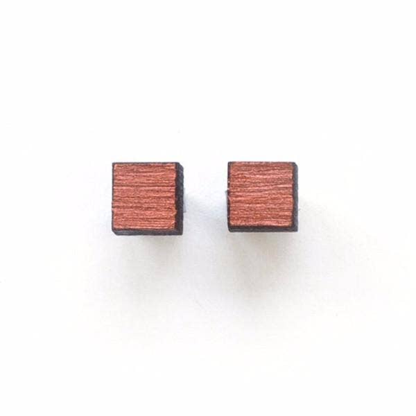Copper Painted - Small Square Studs